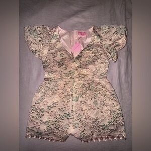 Sugar Thrillz Dolls Kill Tea and Circumstance Jacquard Brocade Romper Regency